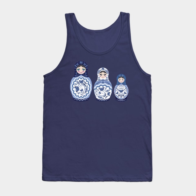 Blue Matryoshka Dolls Tank Top by AnnArtshock